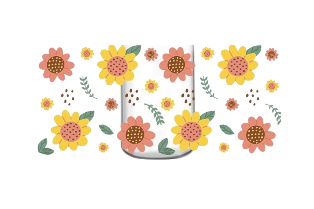 Big flowers glass can