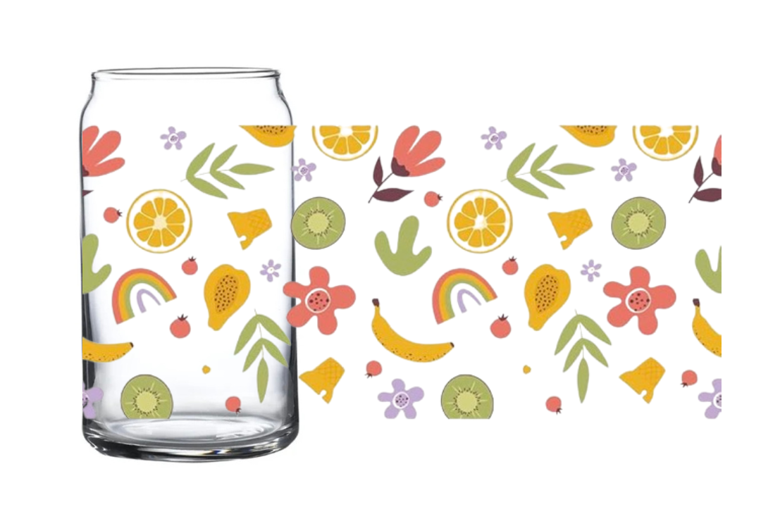 Flowers & fruit glass can