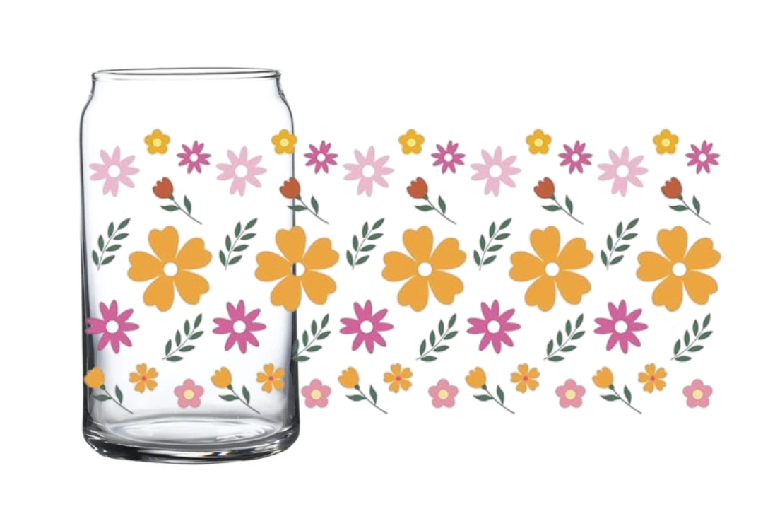 Floral glass can