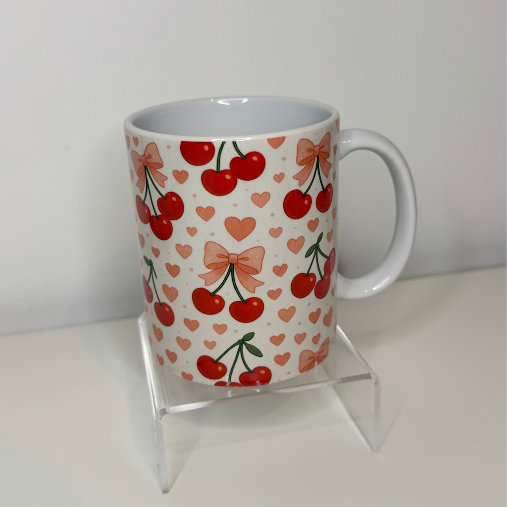 Cherry & hearts mug