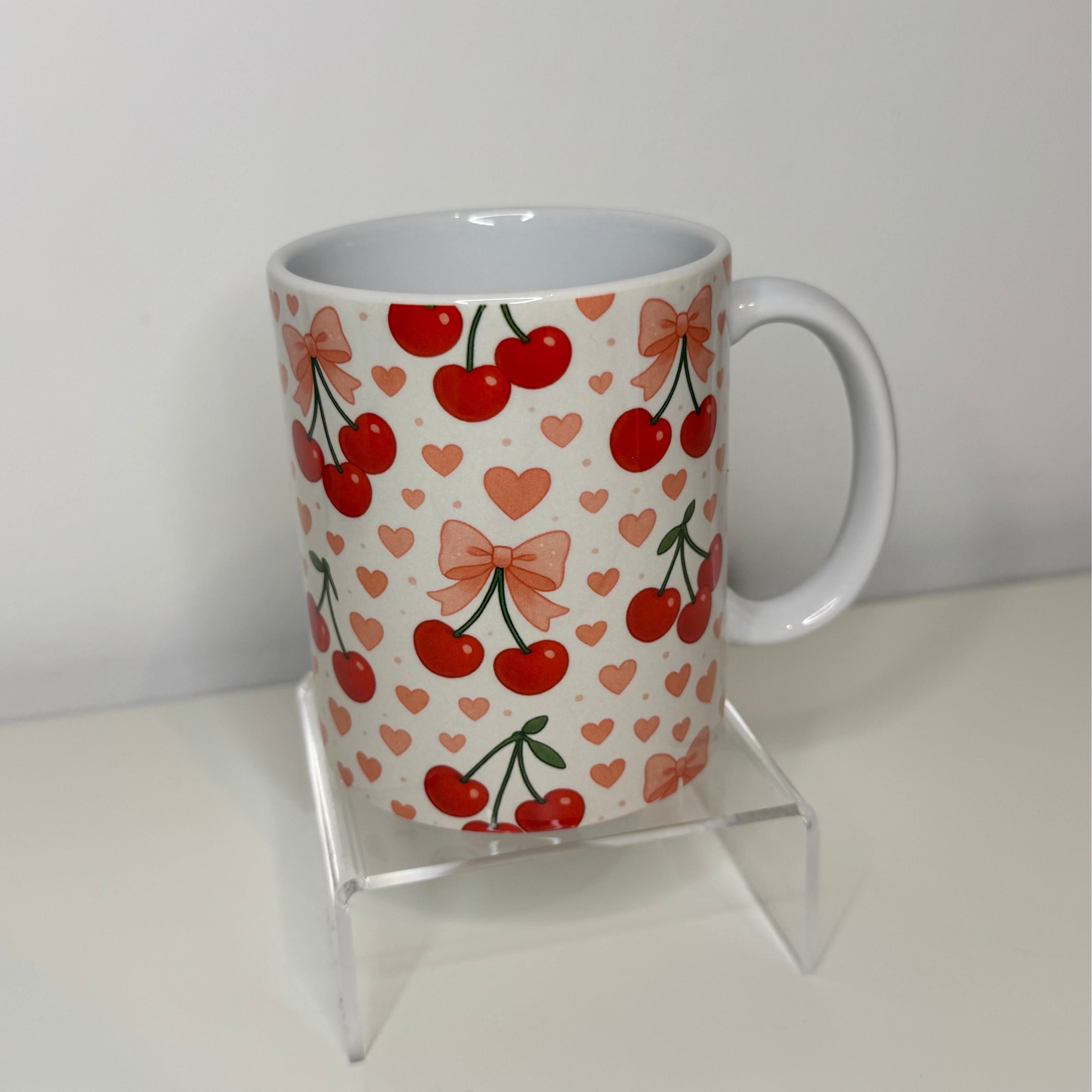 Cherry & hearts mug