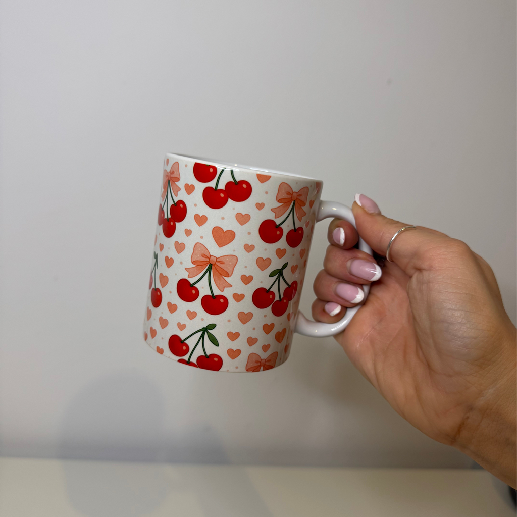 Cherry & hearts mug