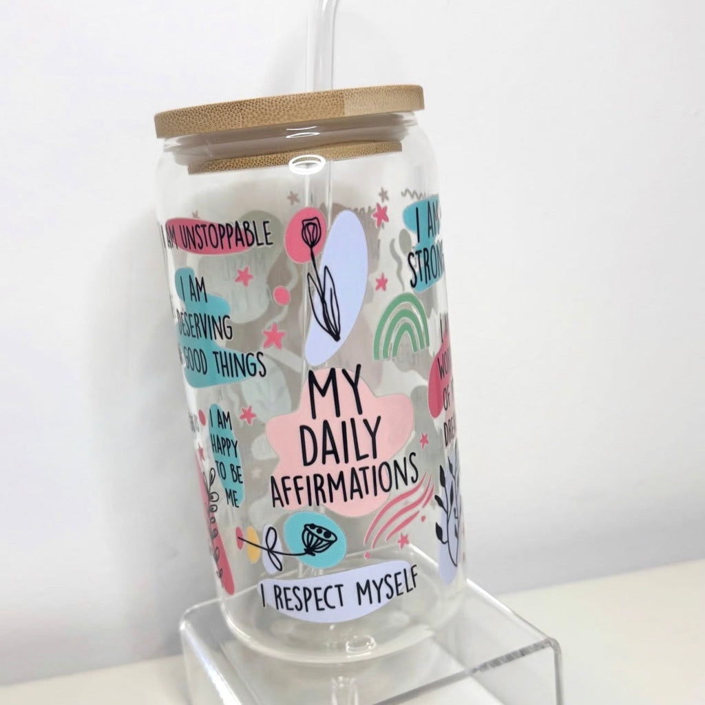 Daily affirmations glass can