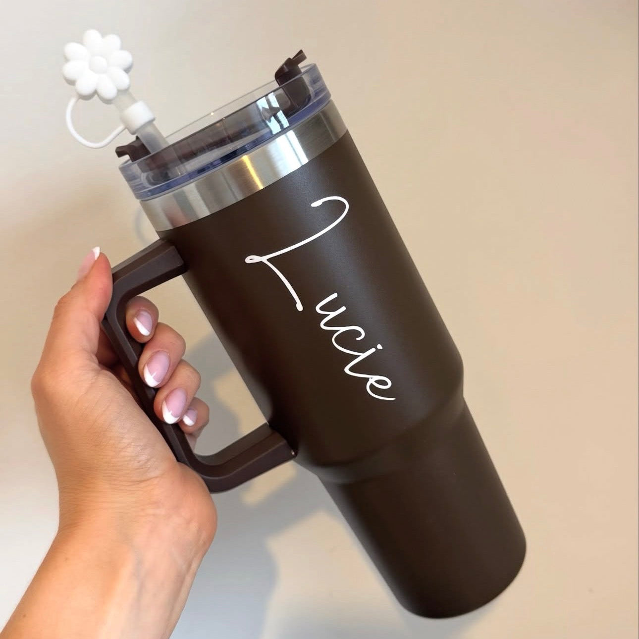 40oz Chocolate tumbler - NO straw topper