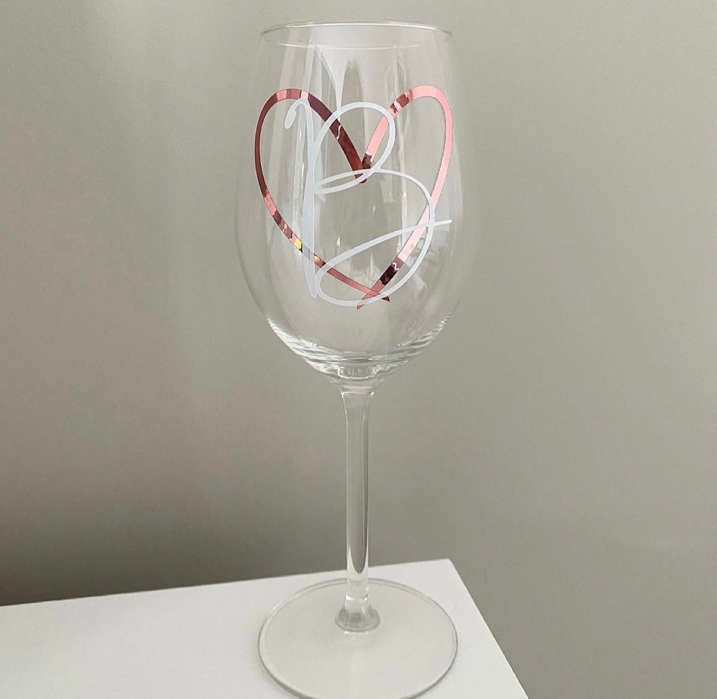 Custom heart wine glass