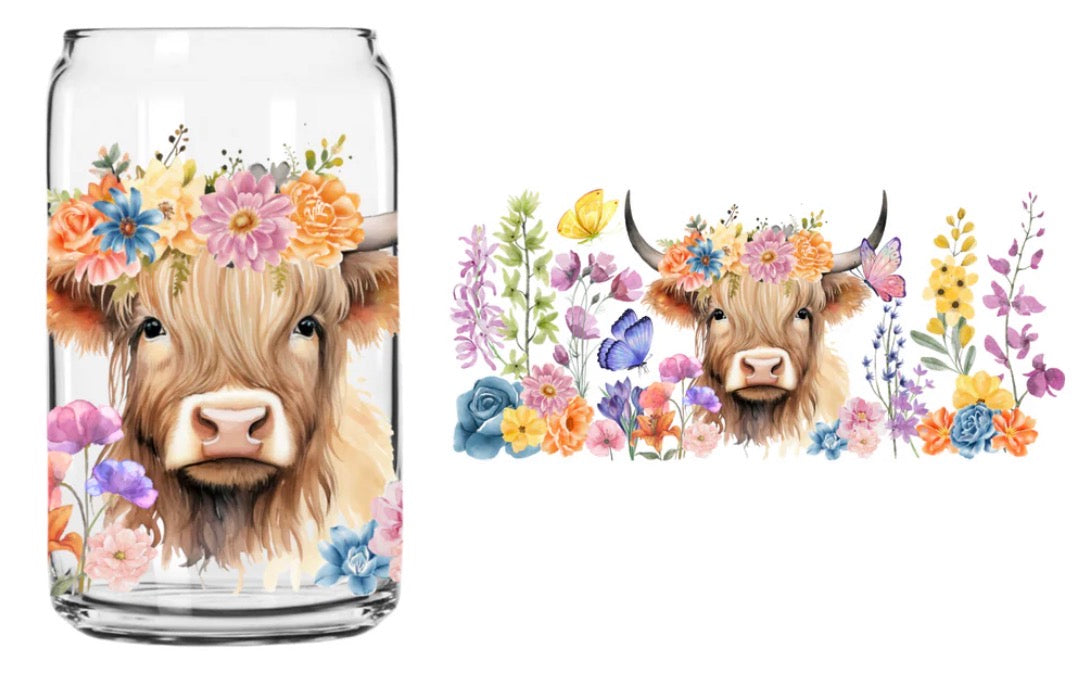 Highland cow glass can